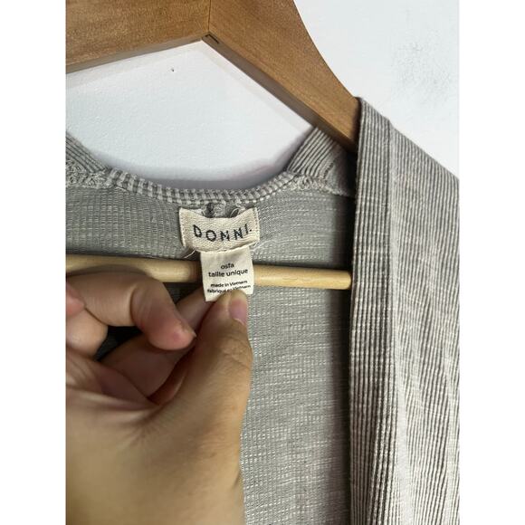 Donni. Open Oversized Lighter Weight Cardigan One Size Ivory Gray - Picture 3 of 7